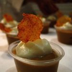 Vera Tong of Dovetail's butterscotch pudding with bananas and homemade BBQ potato chips spiced with smoked paprika, sugar, and salt.